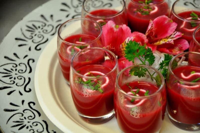 chilled beet soup with creme fraiche